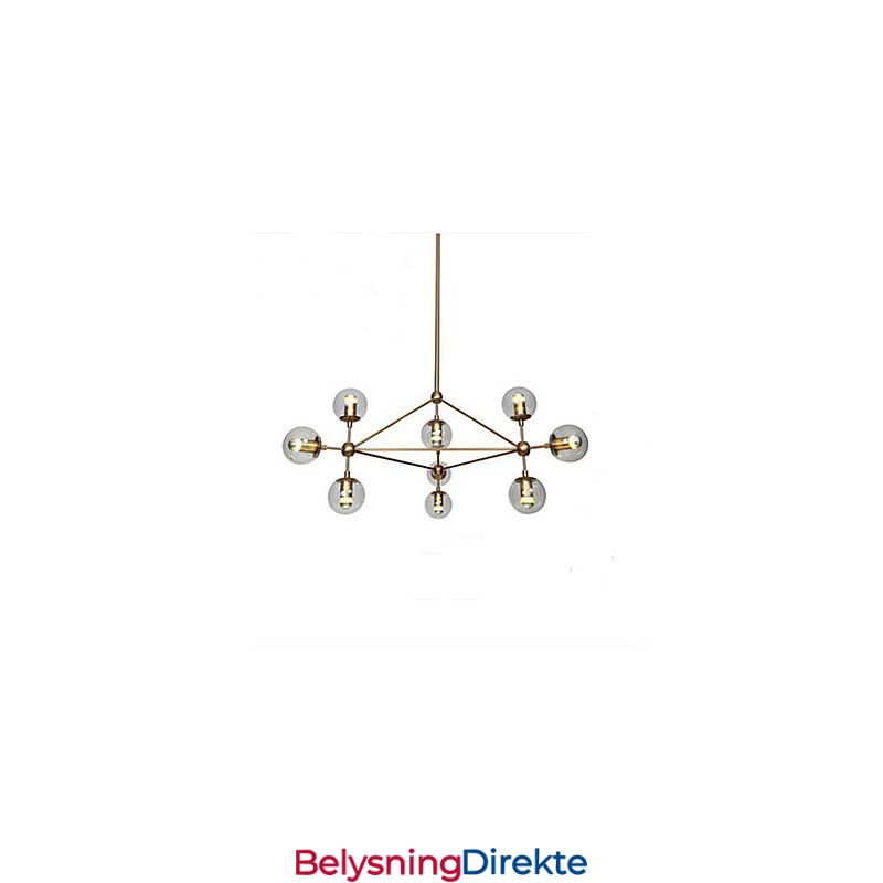 Golden Beans Lysekrone Med 10 Lys Og Glassskjerm