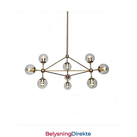 Golden Beans Lysekrone Med 10 Lys Og Glassskjerm
