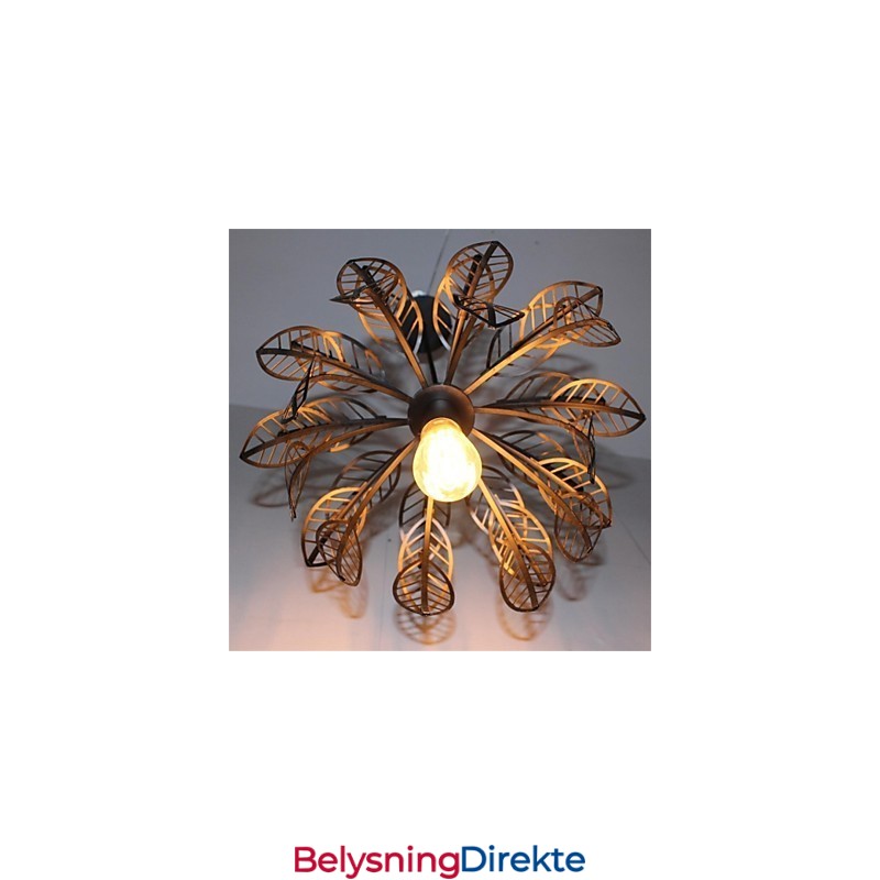 Enkel Retro Jernlysekrone Med Ett Hode Og Blader