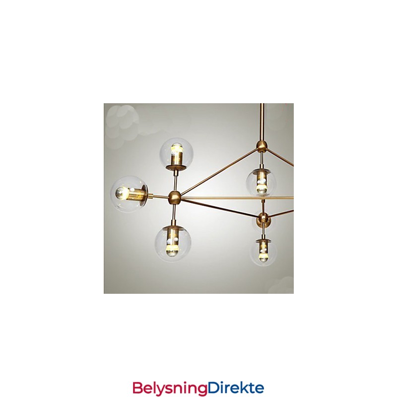 Golden Beans Lysekrone Med 10 Lys Og Glassskjerm