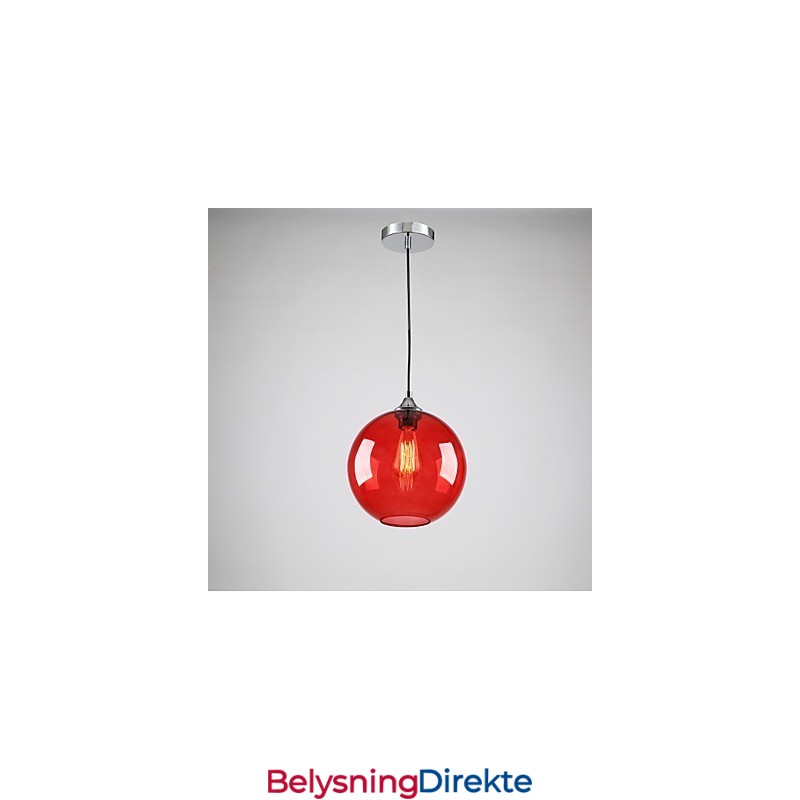 Moderne Glasspendellampe I Rund Rød Bobledesign