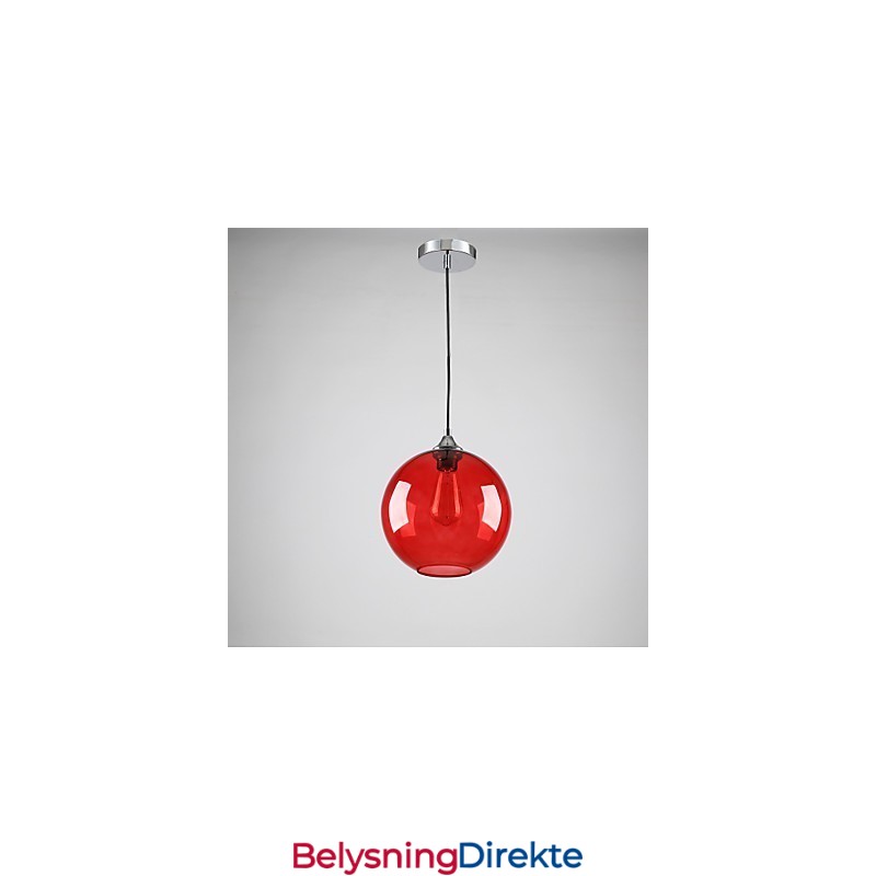 Moderne Glasspendellampe I Rund Rød Bobledesign