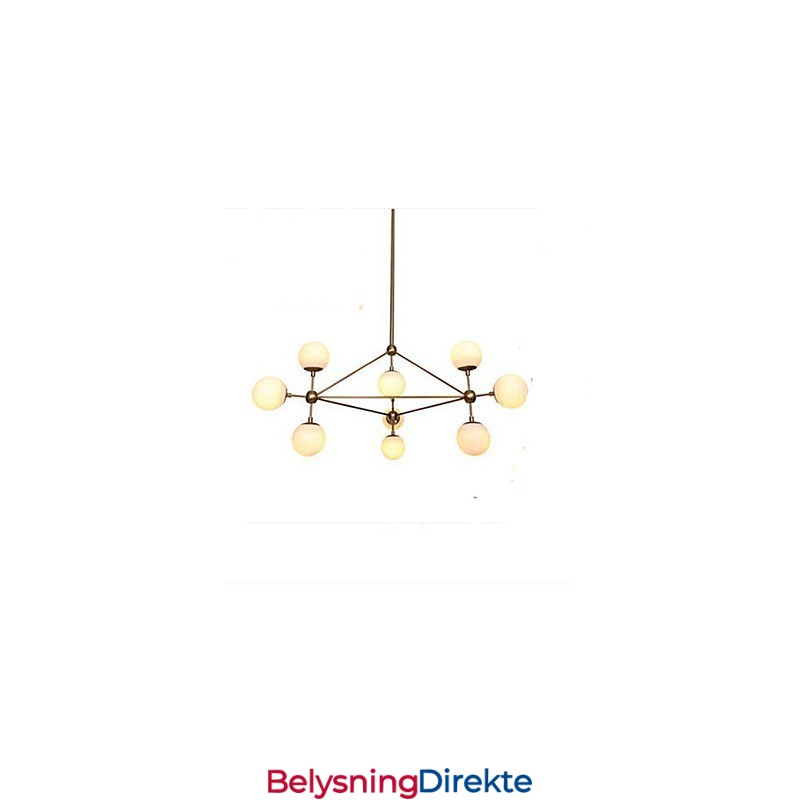 Golden Beans Lysekrone Med 10 Lys Og Glassskjerm
