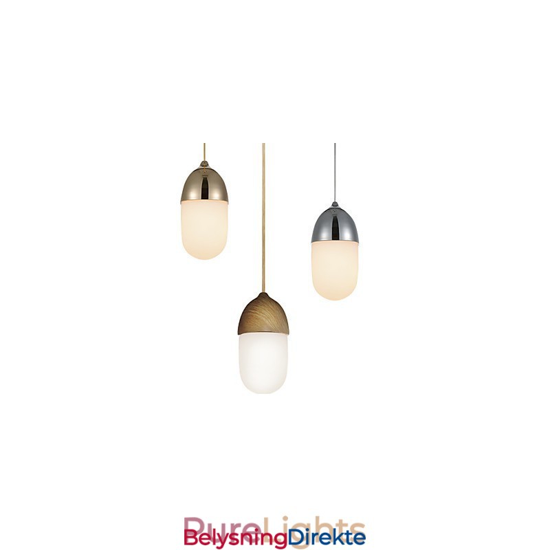 Mini Acorn-Pendellampe Med 1 Lys Modern Simplicity Gyllen Krom Trefarget Finish Karbonstål Og Glass Droplight