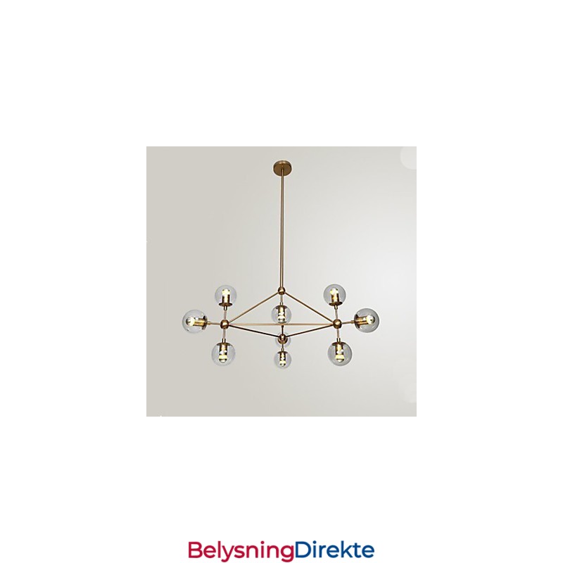 Golden Beans Lysekrone Med 10 Lys Og Glassskjerm