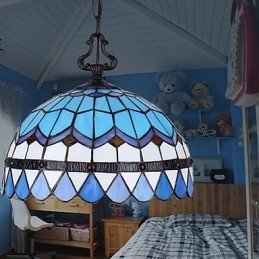 Europeisk Landlig Kreativ Kunst Lysekrone I Farget Glass Restaurering Av Gamle Skikker Lampelys