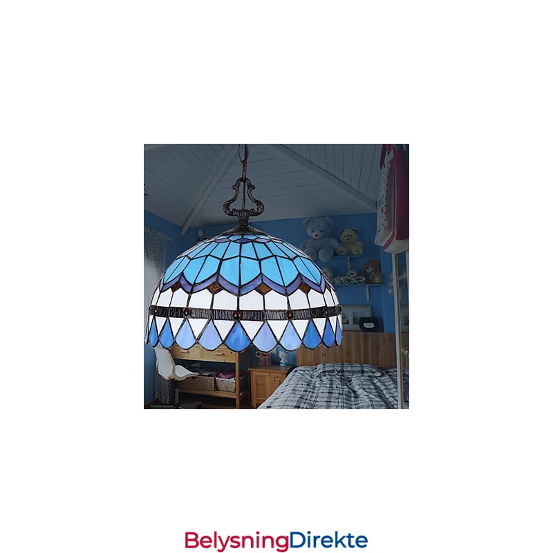 Europeisk Landlig Kreativ Kunst Lysekrone I Farget Glass Restaurering Av Gamle Skikker Lampelys