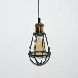 Loft-Lampe Vintage Pendellampe Edison-Lampe Svart Jern Metall Burlampeskjerm Lagerstil Lampe