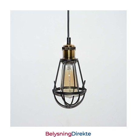 Loft-Lampe Vintage Pendellampe Edison-Lampe Svart Jern Metall Burlampeskjerm Lagerstil Lampe