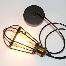 Loft-Lampe Vintage Pendellampe Edison-Lampe Svart Jern Metall Burlampeskjerm Lagerstil Lampe