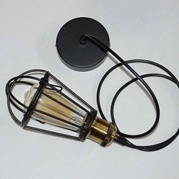 Loft-Lampe Vintage Pendellampe Edison-Lampe Svart Jern Metall Burlampeskjerm Lagerstil Lampe