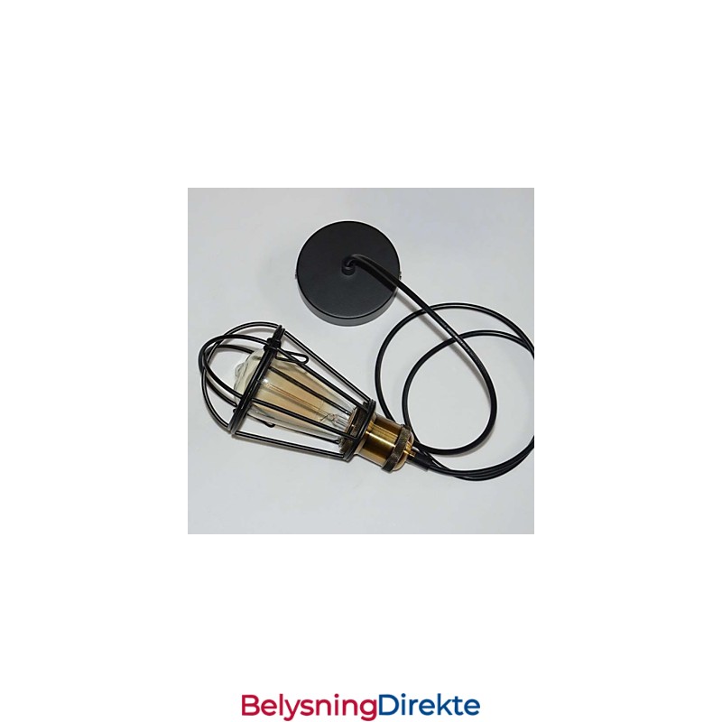 Loft-Lampe Vintage Pendellampe Edison-Lampe Svart Jern Metall Burlampeskjerm Lagerstil Lampe