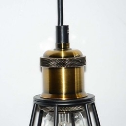 Loft-Lampe Vintage Pendellampe Edison-Lampe Svart Jern Metall Burlampeskjerm Lagerstil Lampe