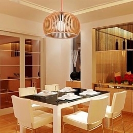 Designstil Sirkulær Funksjon L-Formet Pendellampe 1 Lyspære I Tre