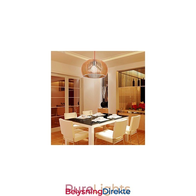 Designstil Sirkulær Funksjon L-Formet Pendellampe 1 Lyspære I Tre