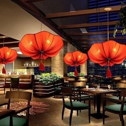 Stoffkunst Romantisk Imitasjon Av Klassisk Droplight Sørøst-Asia Lotus Lantern Lamp Light