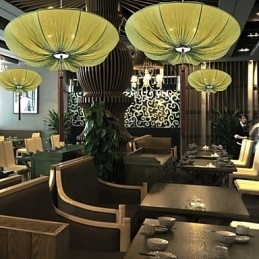 Kreativ Rund Stor Rød Lykt Lotusblad Bryllupsfestival Tøykunst Lysekrone Lampe Lys