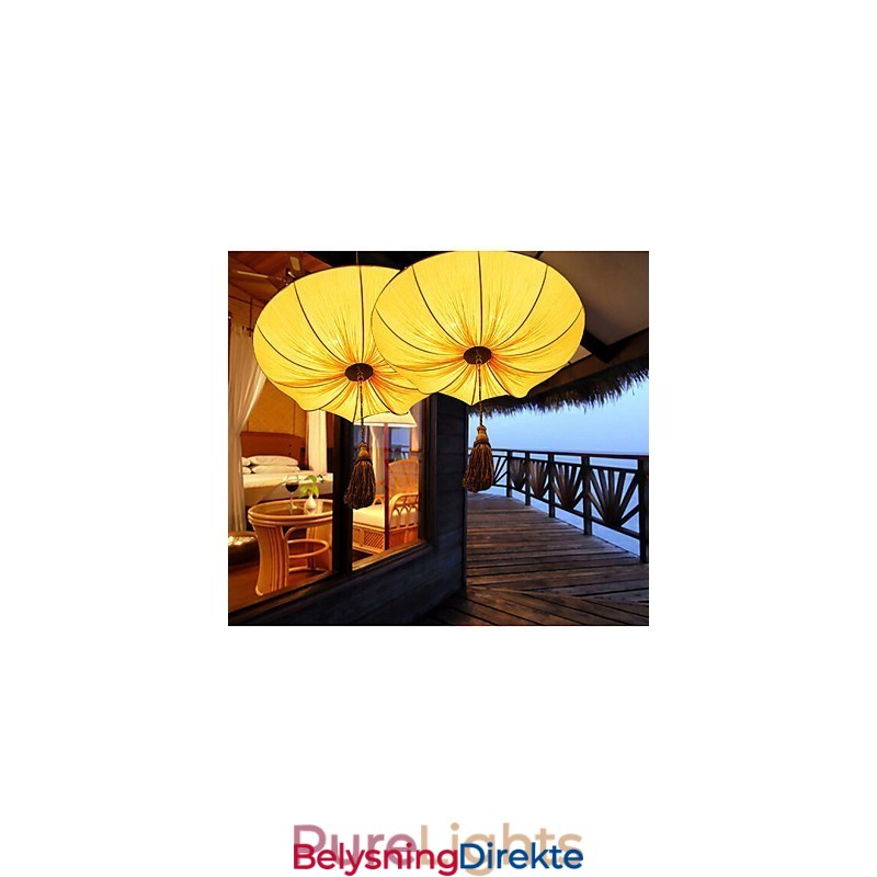 Kreativ Rund Stor Rød Lykt Lotusblad Bryllupsfestival Tøykunst Lysekrone Lampe Lys