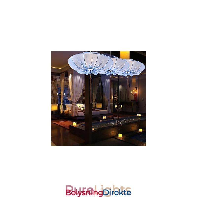 Kreativ Rund Stor Rød Lykt Lotusblad Bryllupsfestival Tøykunst Lysekrone Lampe Lys