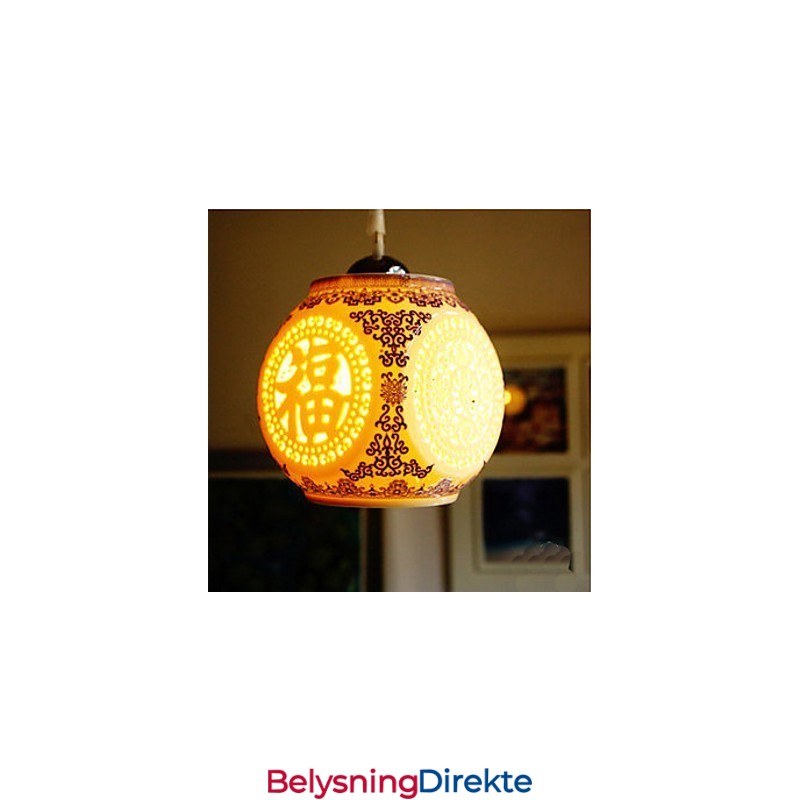 Retro Keramisk Lampe Trappelampe Blå Enkelt Hode Lysekrone Kreativ