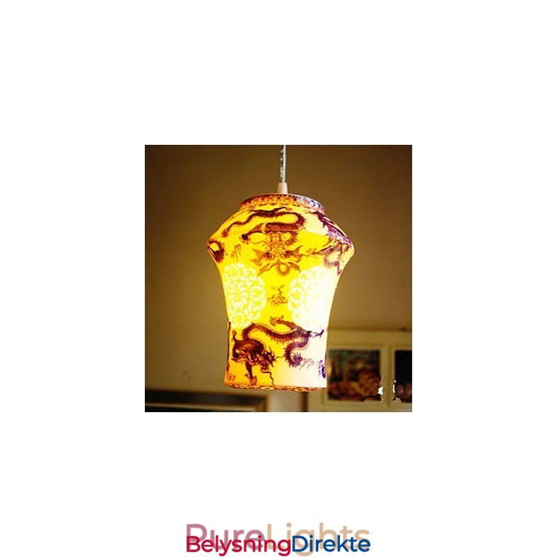 Retro Keramisk Lampe Trappelampe Blå Enkelt Hode Lysekrone Kreativ