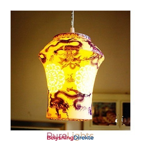 Retro Keramisk Lampe Trappelampe Blå Enkelt Hode Lysekrone Kreativ