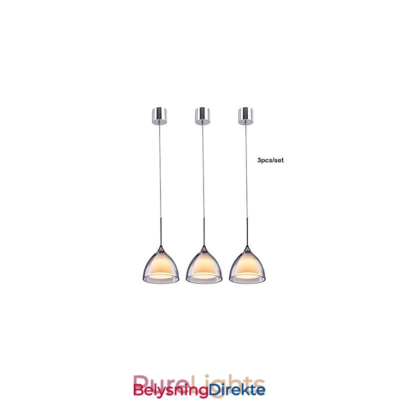 Lysende Tolags Pendeløylampe I Klart Glass I Polert Krom