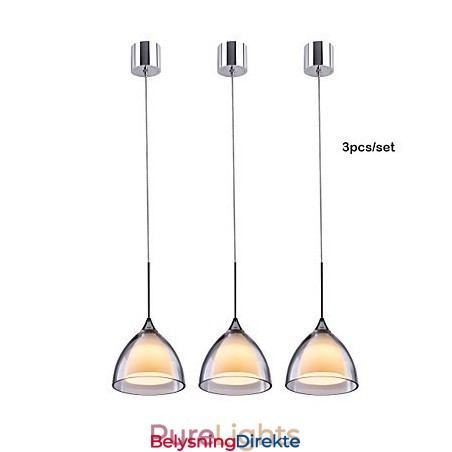 Lysende Tolags Pendeløylampe I Klart Glass I Polert Krom