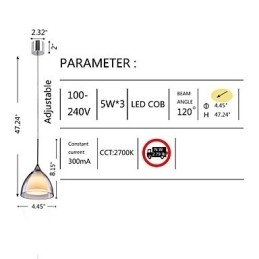 Lysende Tolags Pendeløylampe I Klart Glass I Polert Krom