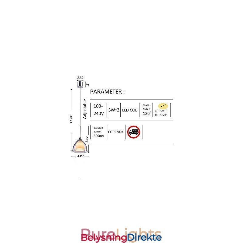 Lysende Tolags Pendeløylampe I Klart Glass I Polert Krom