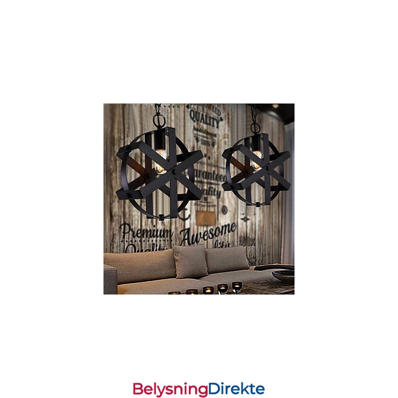 Vintage-Stil Industriell Rund Anhengslampe Loft Hjemmeinnredning Dekorativ Lysekrone