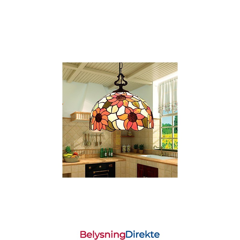 Europeisk Landlig Kreativ Kunst Lysekrone I Farget Glass Restaurering Av Gamle Skikker Lampelys