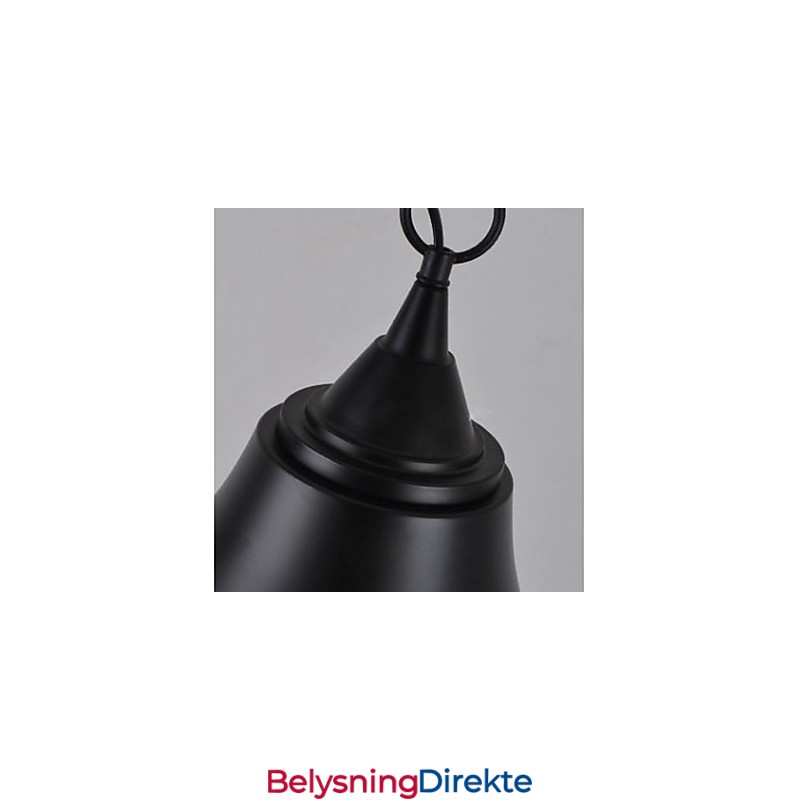 Medium Vintage Matt Svart Klokkeformet Metallpendellampe