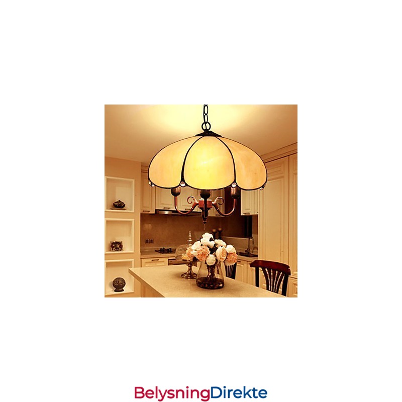 Europeisk Landlig Kreativ Kunst Lysekrone I Farget Glass Restaurering Av Gamle Skikker Lampelys