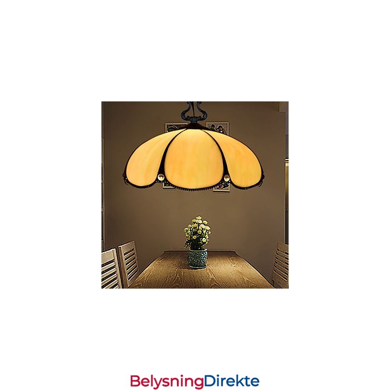 Europeisk Landlig Kreativ Kunst Lysekrone I Farget Glass Restaurering Av Gamle Skikker Lampelys