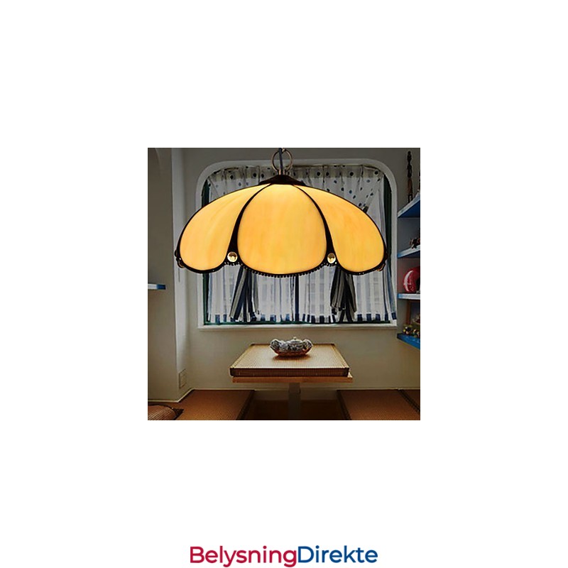 Europeisk Landlig Kreativ Kunst Lysekrone I Farget Glass Restaurering Av Gamle Skikker Lampelys