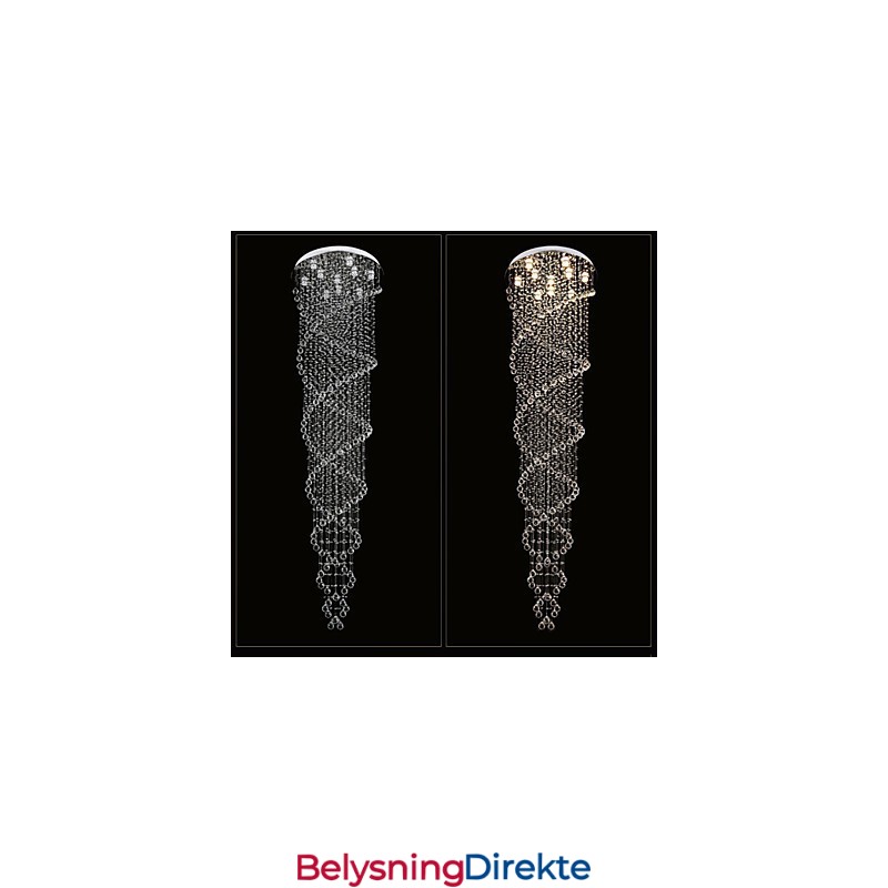 Taklysekronelamper Pendellampe Belysningsarmaturer Med K9-Krystall Dobbelspiral D70Cm H300Cm