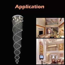 Taklysekronelamper Pendellampe Belysningsarmaturer Med K9-Krystall Dobbelspiral D70Cm H300Cm