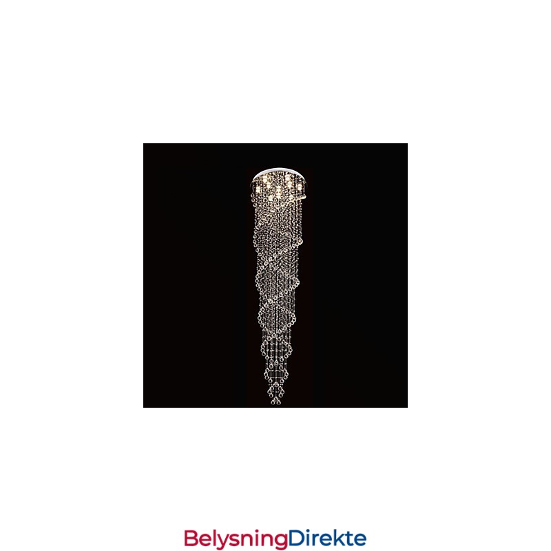 Taklysekronelamper Pendellampe Belysningsarmaturer Med K9-Krystall Dobbelspiral D70Cm H300Cm