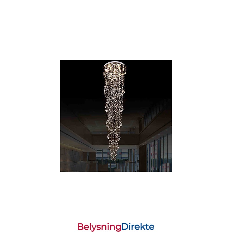 Taklysekronelamper Pendellampe Belysningsarmaturer Med K9-Krystall Dobbelspiral D70Cm H300Cm