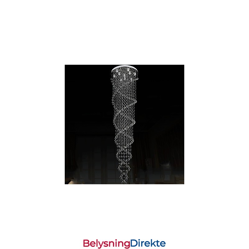 Taklysekronelamper Pendellampe Belysningsarmaturer Med K9-Krystall Dobbelspiral D70Cm H300Cm