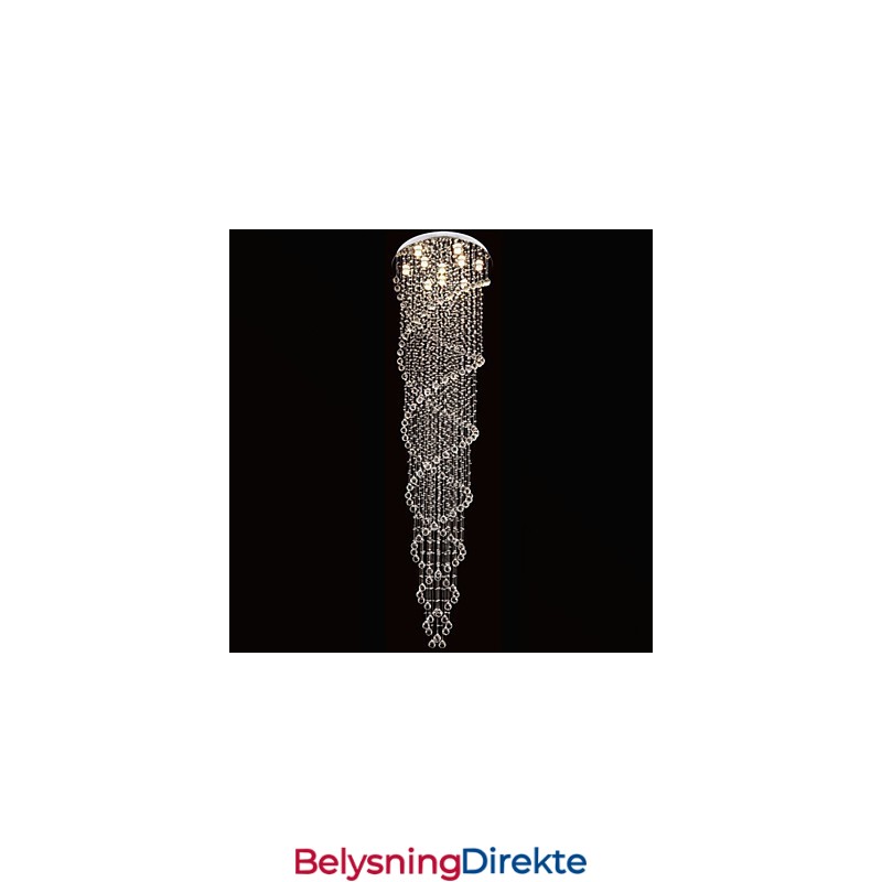 Taklysekronelamper Pendellampe Belysningsarmaturer Med K9-Krystall Dobbelspiral D70Cm H300Cm
