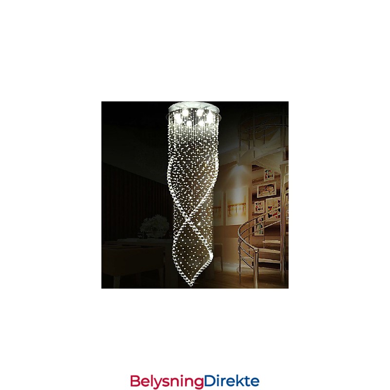 Krystalllysekrone Med Anheng, Hengende Taklamper, Armaturer Med Klar K9-Krystall Og Sølvfarget Baldakin