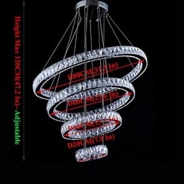 Krystall Pendellampe Taklampe Lysekrone Lysarmaturer Med 4 Ringer