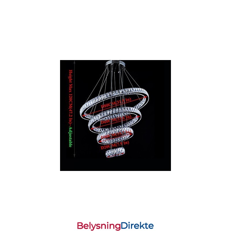 Krystall Pendellampe Taklampe Lysekrone Lysarmaturer Med 4 Ringer