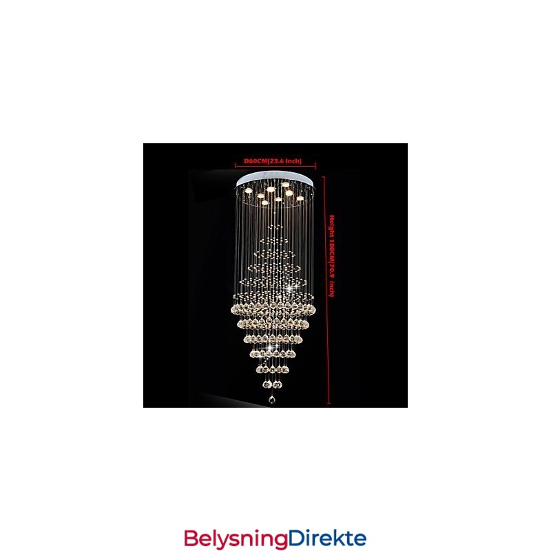 Moderne Krystalllysekronebelysning Pendellampe Taklampe Med 8 Pærer H180 Cm