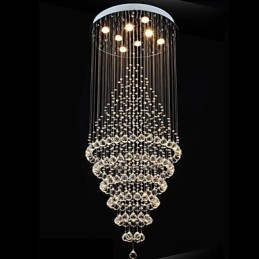 Moderne Krystalllysekronebelysning Pendellampe Taklampe Med 8 Pærer H180 Cm