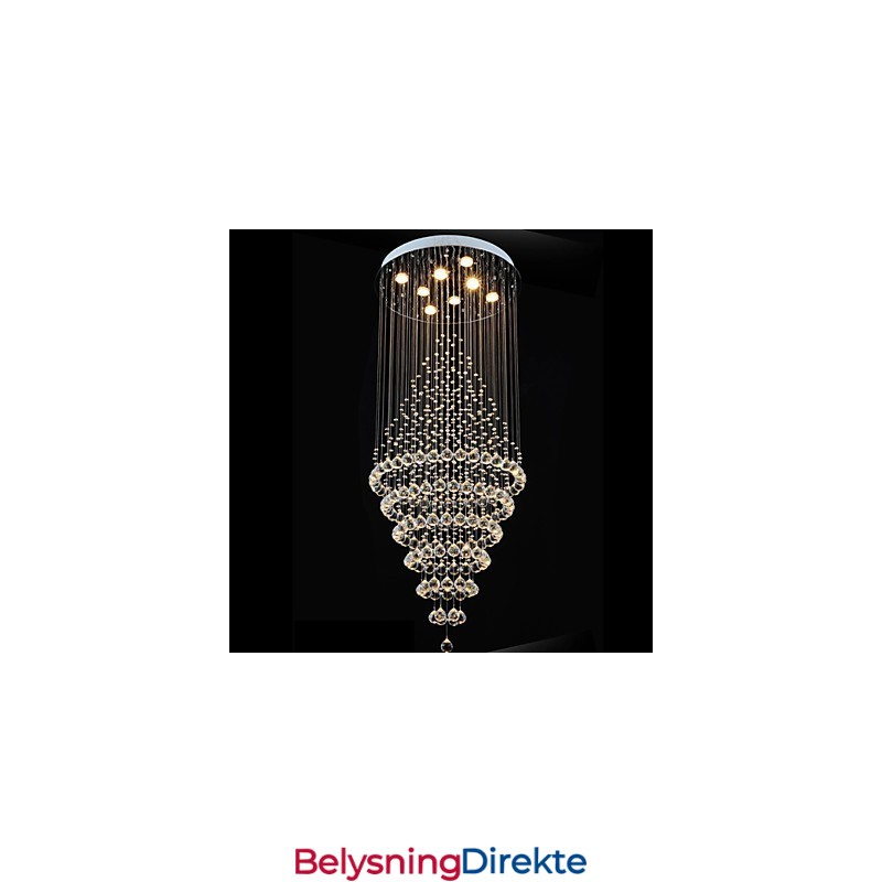 Moderne Krystalllysekronebelysning Pendellampe Taklampe Med 8 Pærer H180 Cm