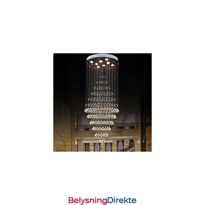 Moderne Krystalllysekronebelysning Pendellampe Taklampe Med 8 Pærer H180 Cm