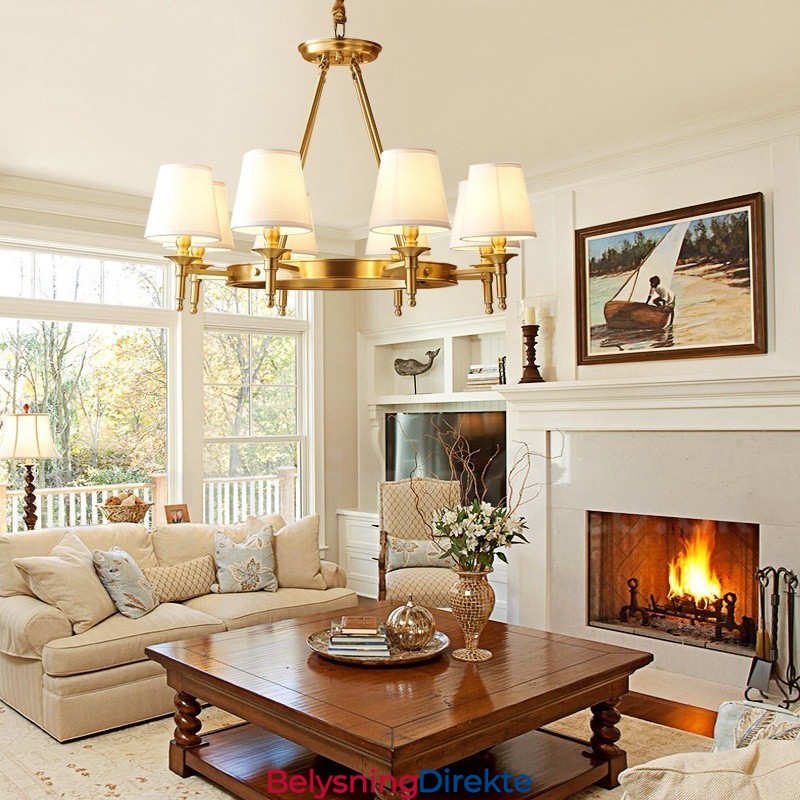 Rund Lysekrone I Ren Messing, Tradisjonell Klassisk